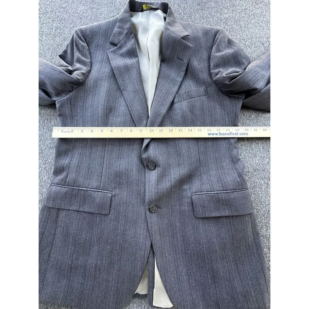 Sansabelt Jaymar Ruby Blazer Mens 38 Dark Gray Striped Wool Sports Coat Business
